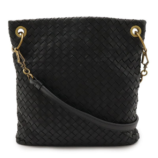 Bottega Veneta Intrecciato Shoulder Bag Crossbody Leather Black 179330