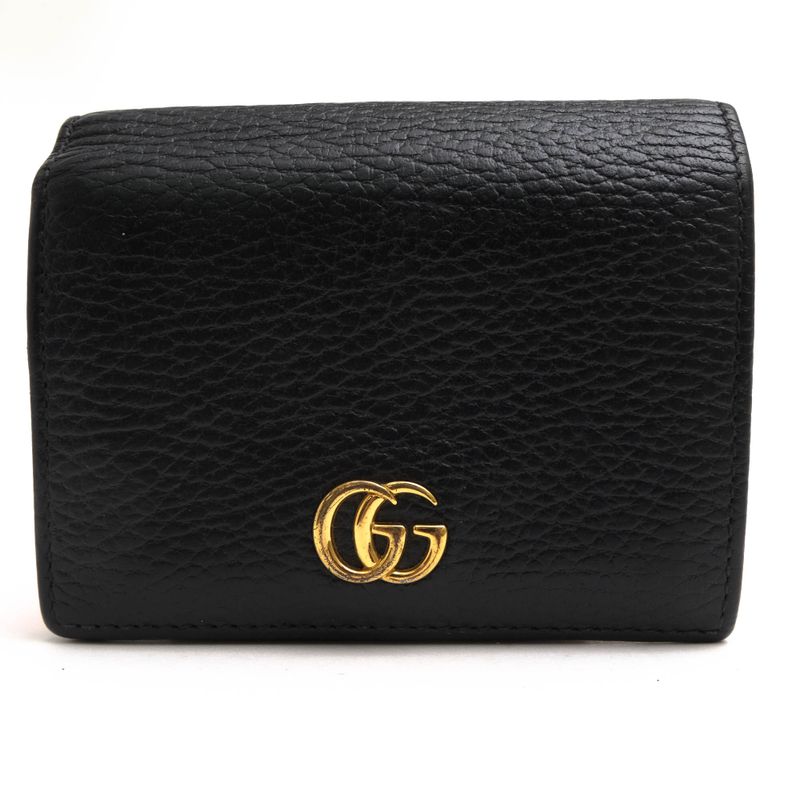 Gucci Wallet Ladies Women Leather Genuine Black 456126 Black Leather Card Case