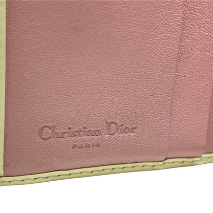 Dior/christian Dior Trifold Wallet Trotter Ivory And Light Pink Leather