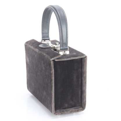 Fendi Leather Vanity Handbag Top Handle Tote Gray Velour Women's MME Ca5-1