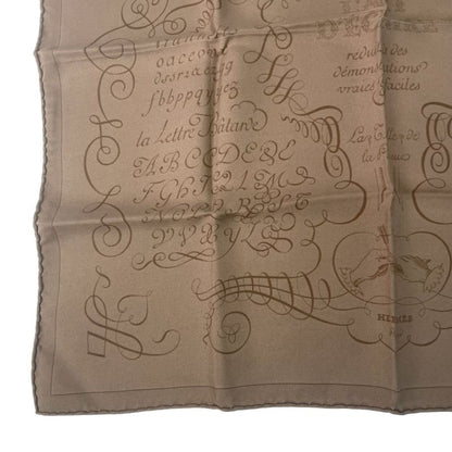 Hermes LART Decrire Calligraphy Art Scarf Silk Brown