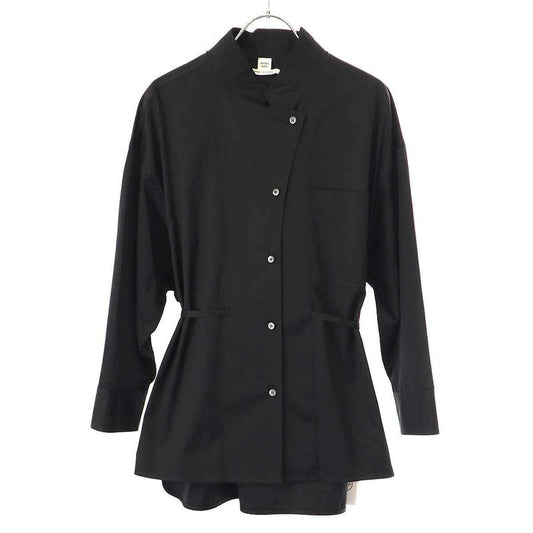 Hermes 23aw Cotton Ribbon Design Blouse Shirt 3h0601dv Black 40