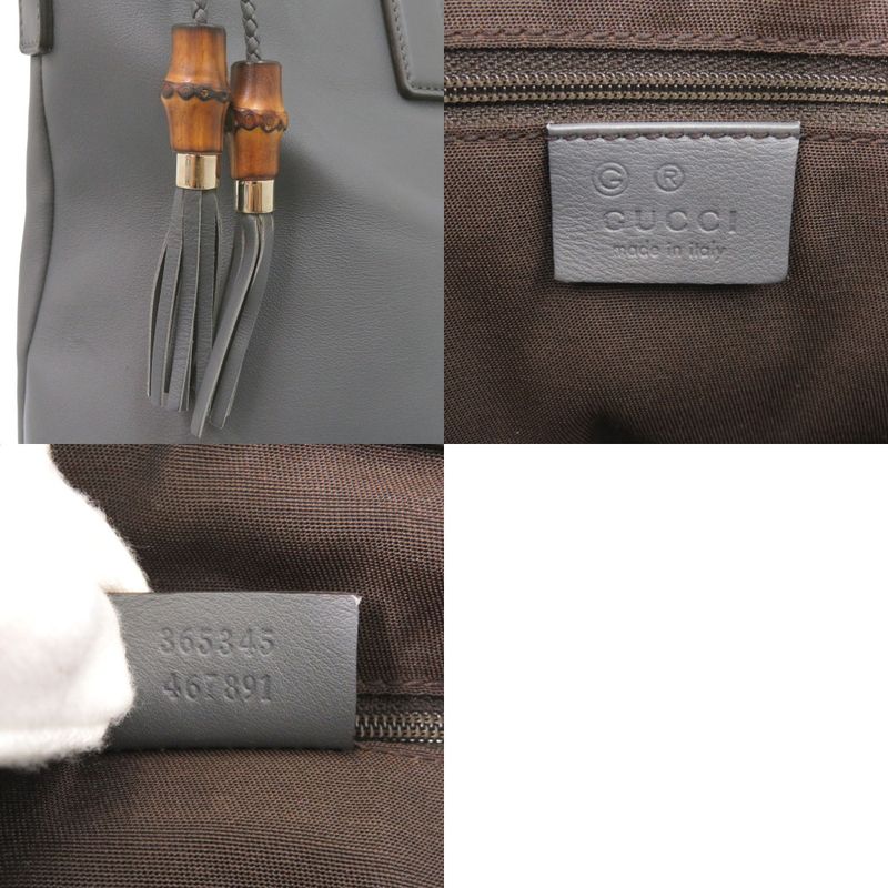 Gucci Bamboo 365345 Leather Grey Tote Bag 0835 Gucci