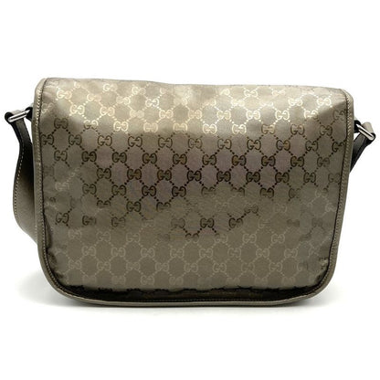 Gucci 201732 Shoulder Bag GG Imprime Crossbody Brown Metallic PVC Women Fashion