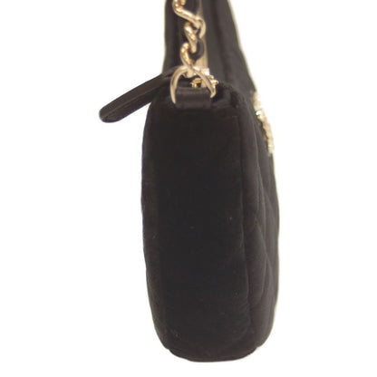 Chanel 24 Years Gift Black Velour Half Moon Chen Shoulder Bag Black Women