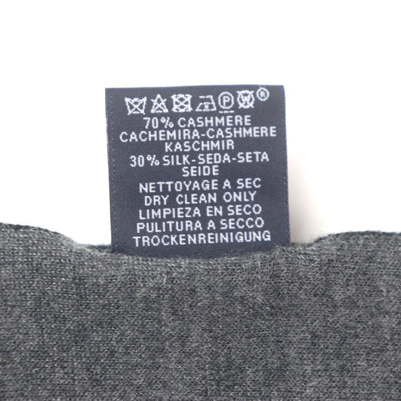 Hermes Alle Le Tour Cashmere Silk H Embroidery Reversible Scarf Black Gray