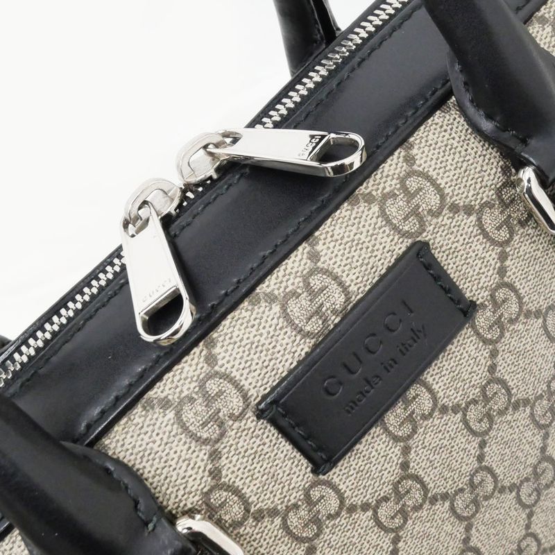 Gucci GG Supreme 2way Briefcase 450944 Bag Beige Black PVC Leather