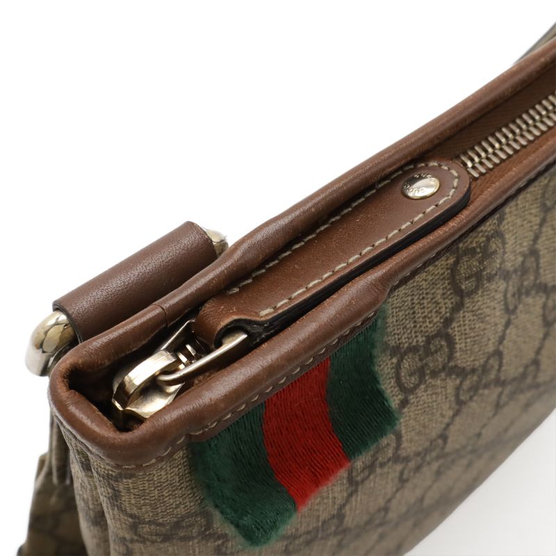 Gucci GG Supreme Shoulder Bag Crossbody Depth None PVC Leather Beige Dark Brown