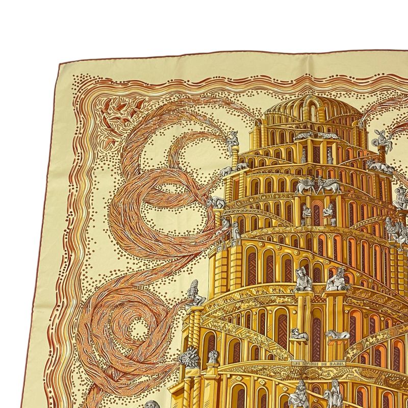 Hermes Carre 90 LES Rivieres DE Babel River Of Babel Scarf 100% Silk Yellow