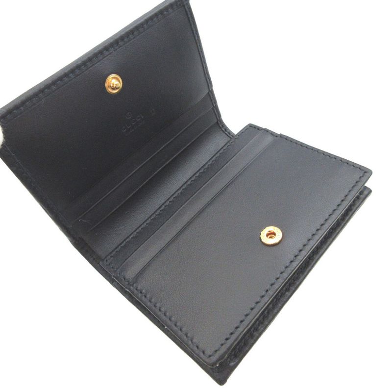 Gucci Horsebit 621887 Compact Wallet Canvas Leather Beige Navy Blue Bifold