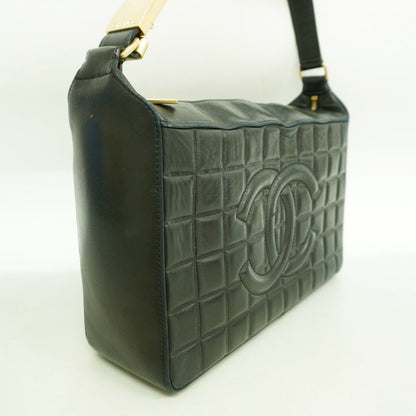 Chanel Shoulder Bag Choco Bar Lambskin Black Chien Pan Gold Hardware Women