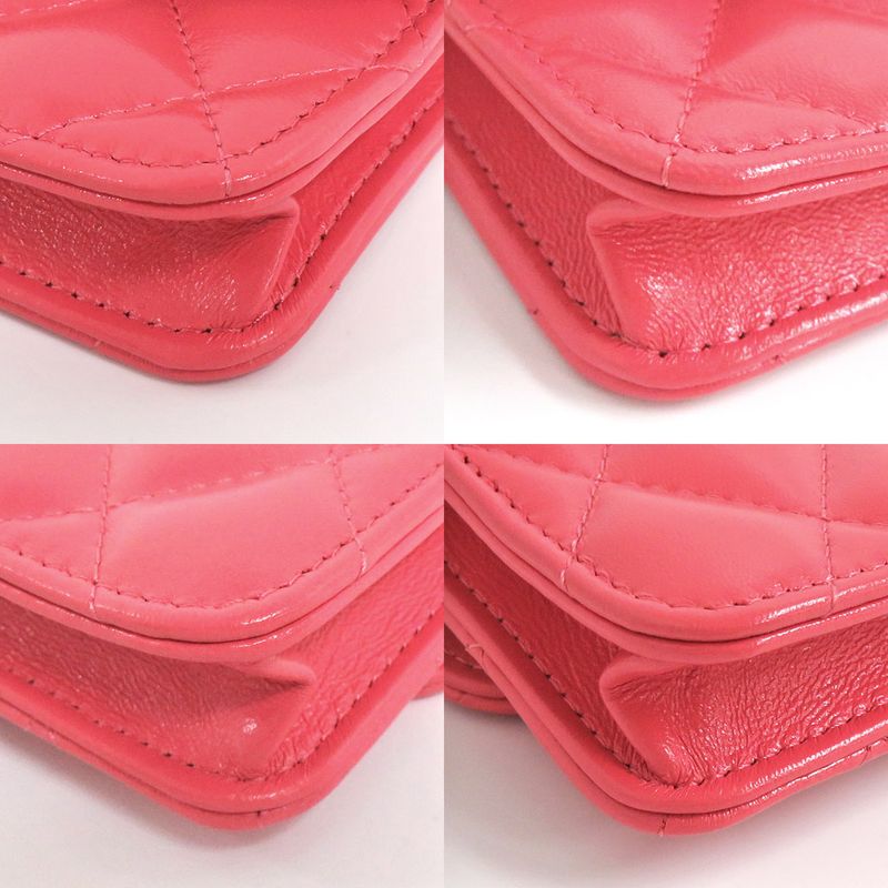Chanel Matelasse Chain Pochette Salmon Pink Cd0204 Gold Hardware Cuff