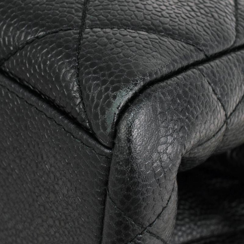 Chanel Handbag Caviar Skin Black Gold Hardware 3rd Platform Gusset Vintage