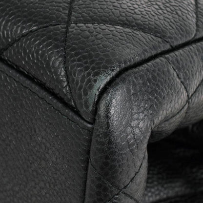 Chanel Handbag Caviar Skin Black Gold Hardware 3rd Platform Gusset Vintage