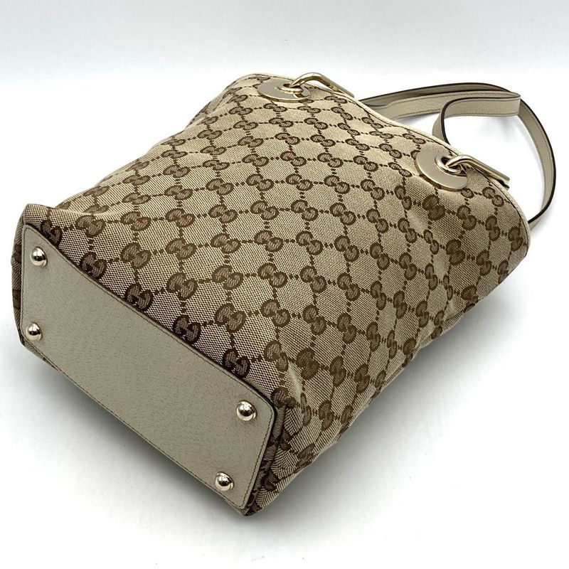 Gucci 120840 Tote Shoulder Bag GG Canvas Beige Women Men Fashion