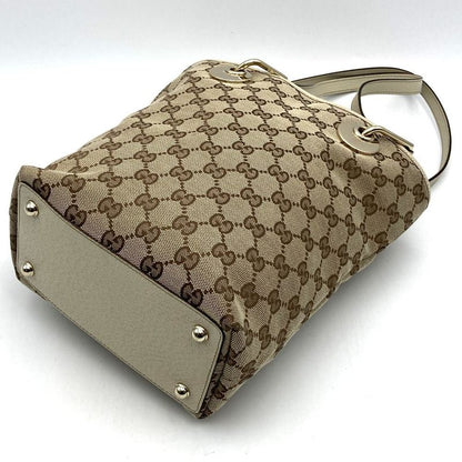 Gucci 120840 Tote Shoulder Bag GG Canvas Beige Women Men Fashion