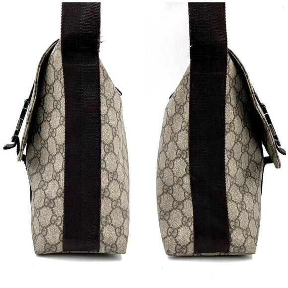 Authentic Gucci GG Supreme Web Canvas Sherry Messenger Bag Monogram Flap Tote