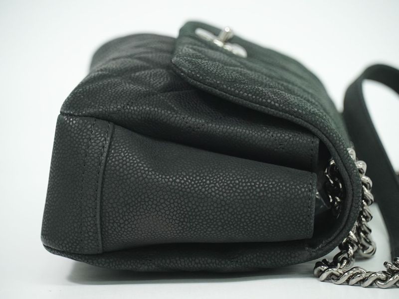 Authentic Chanel Matelasse Coco Mark Chain Shoulder Bag Pochette Soft Caviar