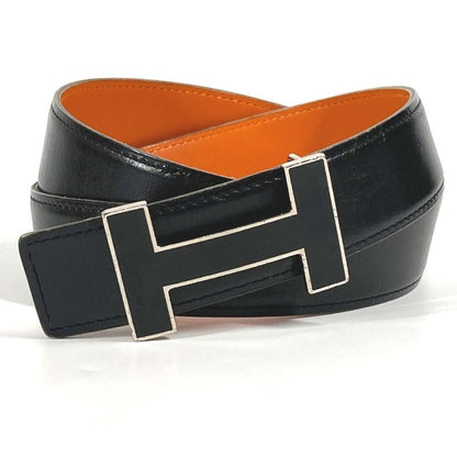 Hermes Belt H Belt Logo Leather Black
