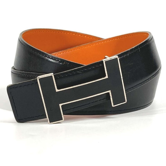 Hermes Belt H Belt Logo Leather Black