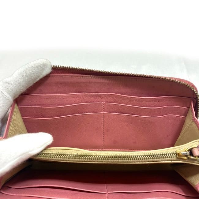 Bottega Veneta Round Zipper Long Wallet Ec21014 Pink