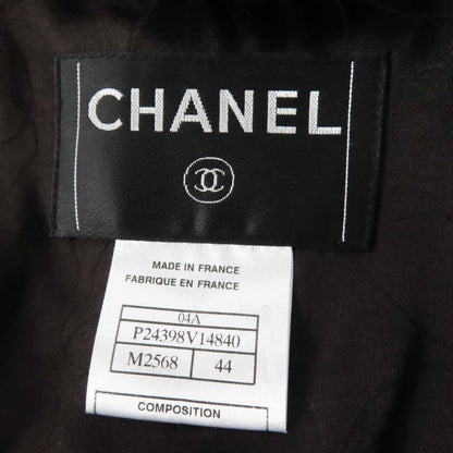 CHANEL Vintage P24398 04A Front Hook Cut-off Tweed Jacket With Ribbon And Coco