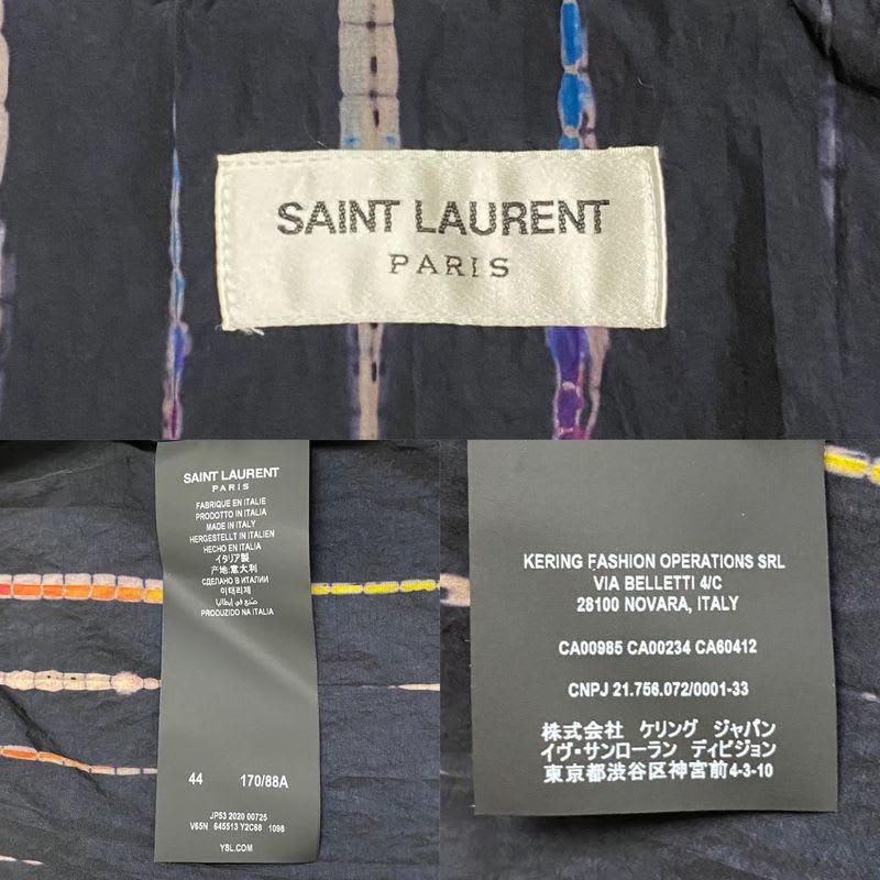 Saint Laurent Paris Striped Nylon Zip Up Hoodie Blouson Jacket 44 Womens Mens