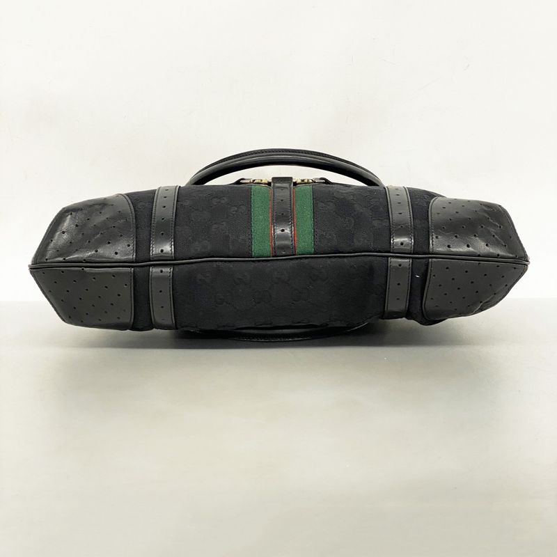 Gucci Handbag GG Canvas/sherry Line 114887 Canvas Black Gold Hardware Women