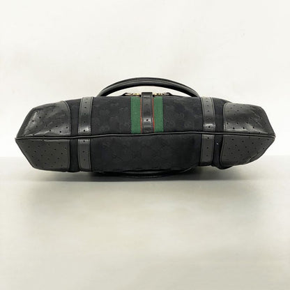 Gucci Handbag GG Canvas/sherry Line 114887 Canvas Black Gold Hardware Women