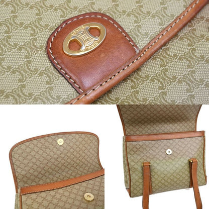 Celine Shoulder Bag Macadam Pattern Pvcleather Beige 64ka847