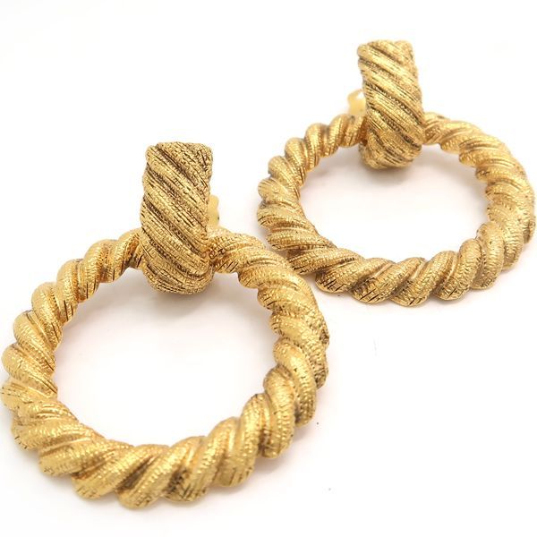 Chanel Earring GP Hoop Ring 25 2738 Vintage Large Removable 2WAY Chanel