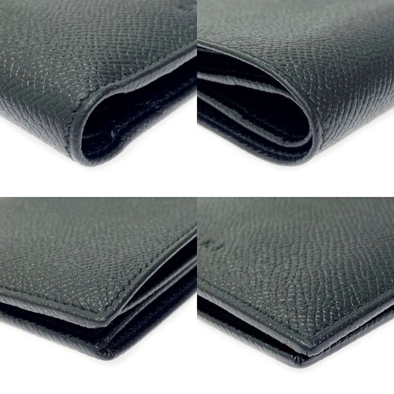 Bvlgari Leather Bifold Wallet Men's Black 366021 Bifold Wallet