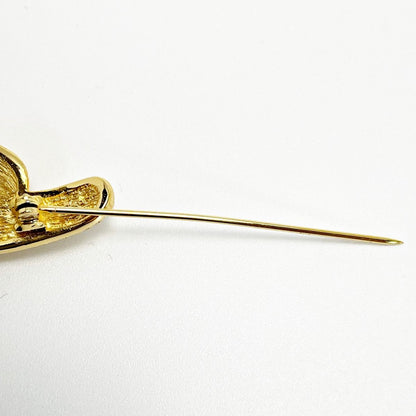 Christian Dior Leaf Motif Brooch Gold GP Women's Accessories Box Included