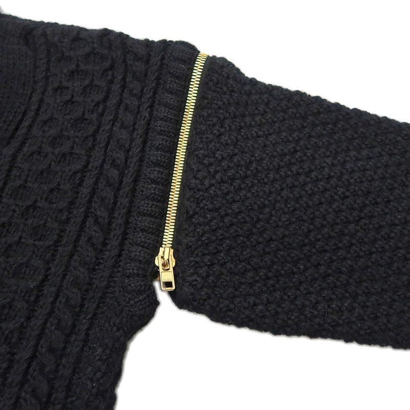 Gucci Detachable Sleeve Cable Knit S BK 680968 Wool 2WAY Women's