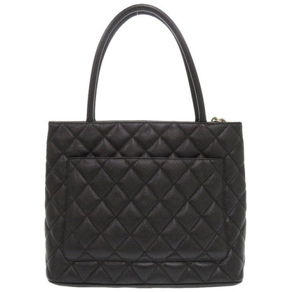 Chanel Reprint Tote Caviar Skin Black Silver Hardware 7th Tote Bag Coco Mark