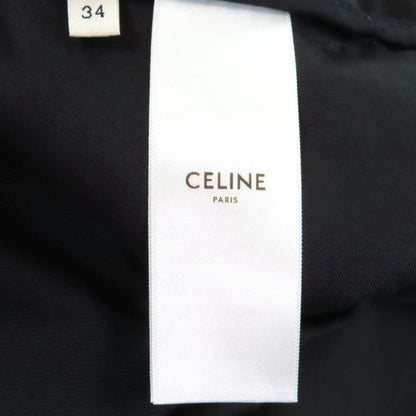 Celine 2p519673d 100% Wool Center Press Two Tuck Wide Pants Slacks Black 34