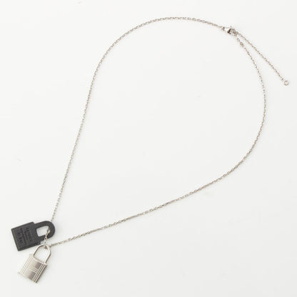 Hermes Eau Kelly PM Metal And Leather Necklace Pendant Engraved With D Silver