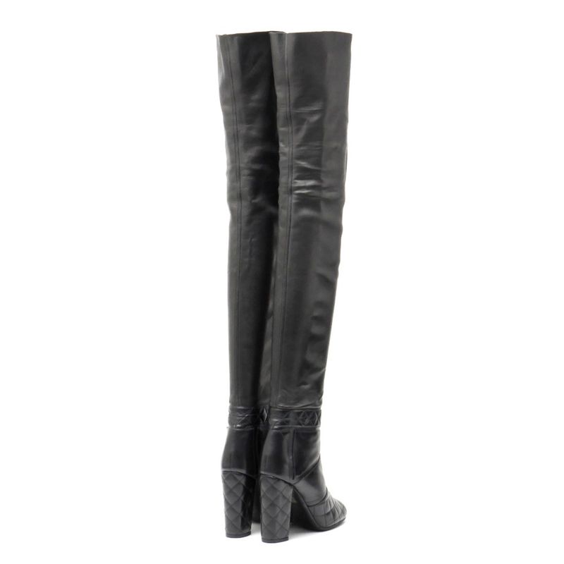 Chanel Boots Size 37 1 2 C Matelasse Long Leather Knee High Boots Cy High Boots