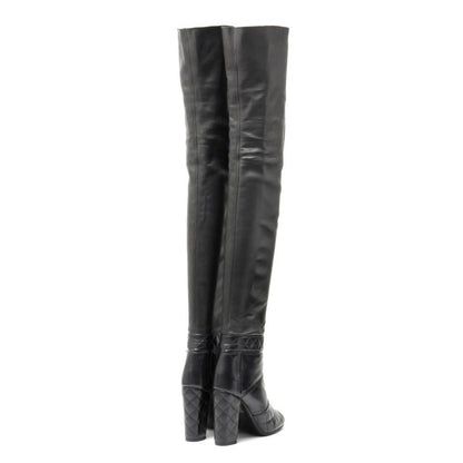 Chanel Boots Size 37 1 2 C Matelasse Long Leather Knee High Boots Cy High Boots