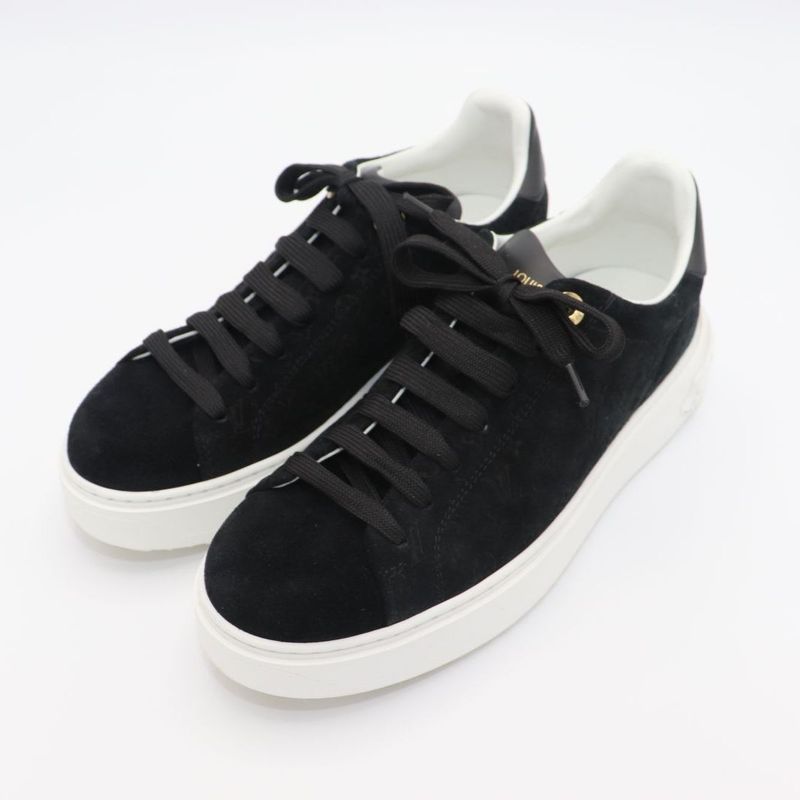 Louis Vuitton Monogram Time Outlines 23 Years Leather X Suede Sneakers Women's