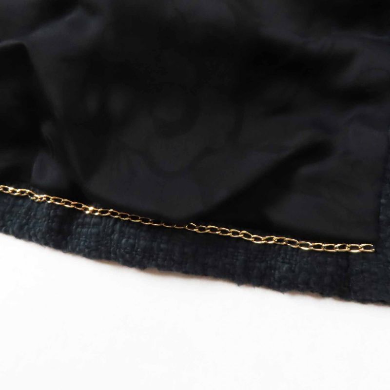 CHANEL 12A P43994 Silk Gripore Button Shawl Collar Single Color Tweed Jacket