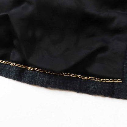 CHANEL 12A P43994 Silk Gripore Button Shawl Collar Single Color Tweed Jacket