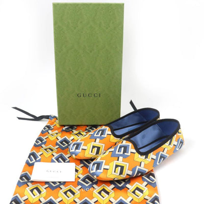 Gucci Geometric G All Over Logo Satin Room Shoes In Orange 37 With Box And