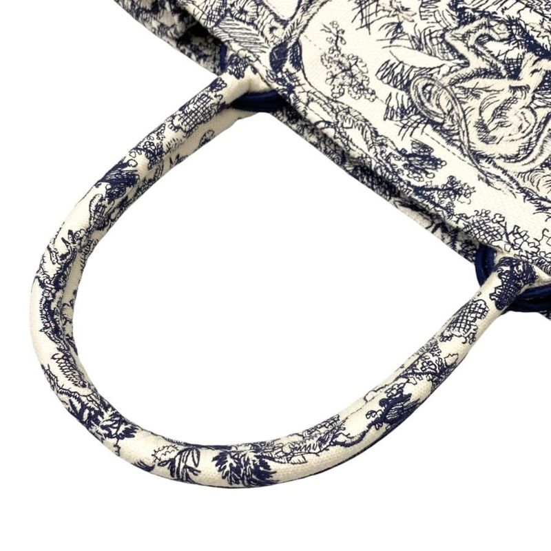 Christian Dior Tote Book Tote Large M1286ztdt Toile de Jouy White Navy Christian