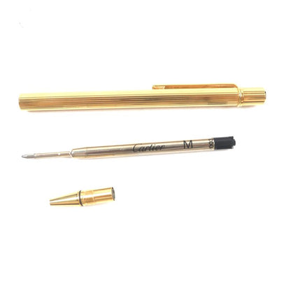 Cartier Must De Cartier Ballpoint Pen With Stripes Engraved Logo Twist Closure