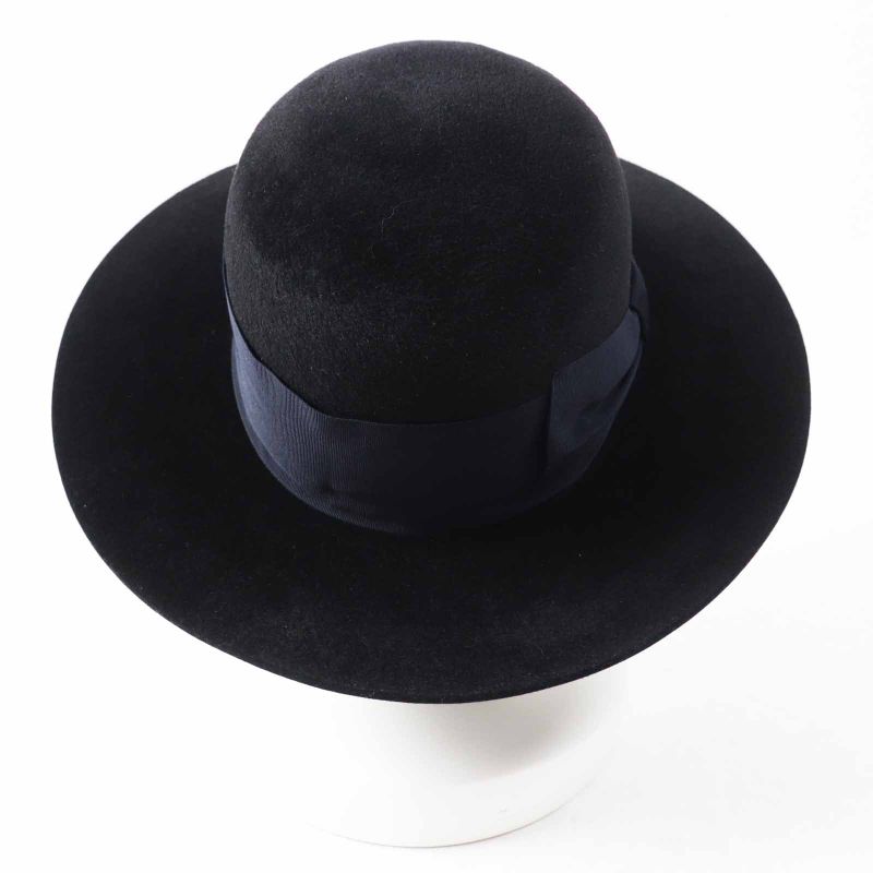 Gucci Rabbit Felt Wide Brim Hat Black Dark Navy XL 60 Genuine