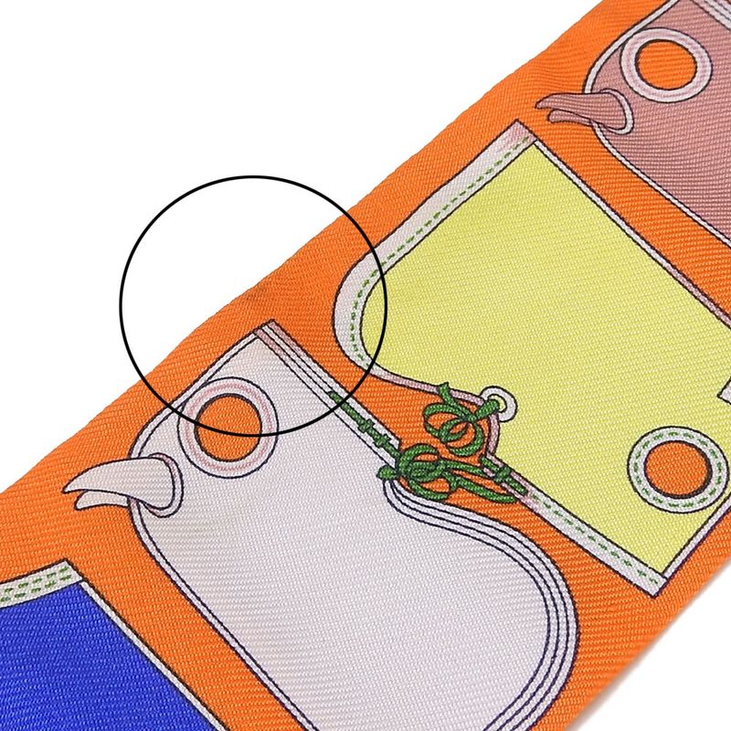 Hermes Twille Scarf Camails 100% Silk Orange Multicolor Small Accessories Women