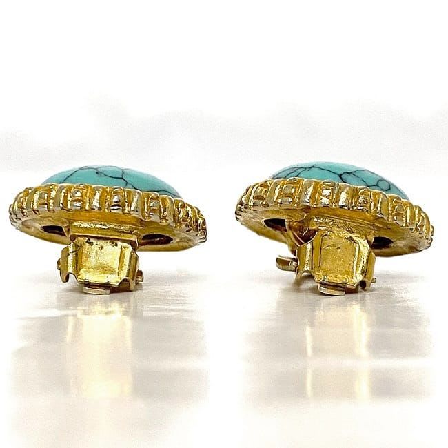Chanel Ear Ring Gold Light Blue GP