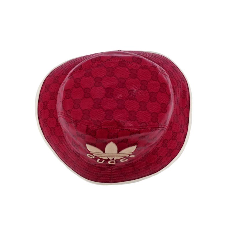 Gucci X Adidas Bucket Hat 728215 M Size 58cm (22.83in) Red Unisex