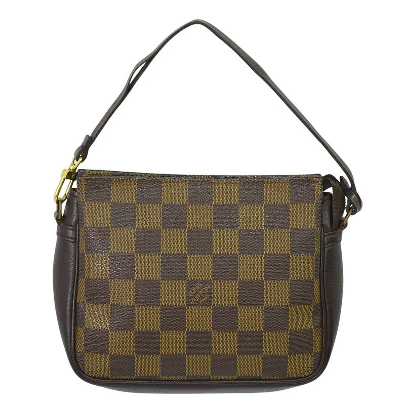 Authentic Louis Vuitton LV Trousse Makeup Damier Ebène Accessory Pouch Handbag